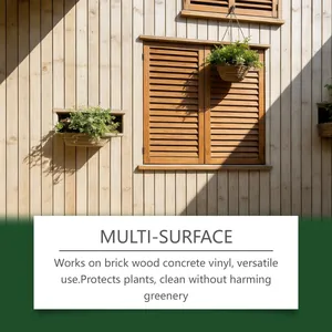 Outdoor wooden wall and shutters showing multi-surface cleaner application results