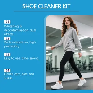 Lifestyle image showing clean white sneakers from a shoe cleaner kit