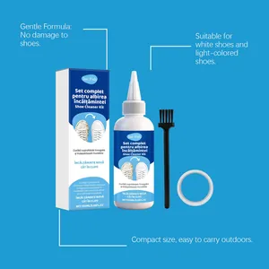 Complete Jue Fish shoe cleaner kit with brush and tape for whitening yellowed footwear