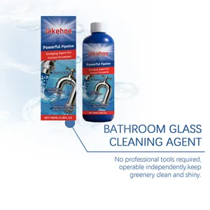 Detailed view of Jakehoe pipeline dredging agent bottle and packaging on watery background