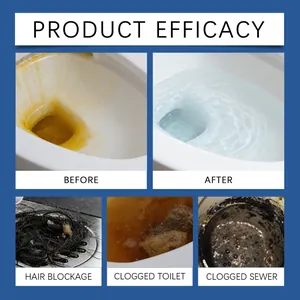 Comparison showing pipeline dredging agent efficacy for hair and sewer blockages.