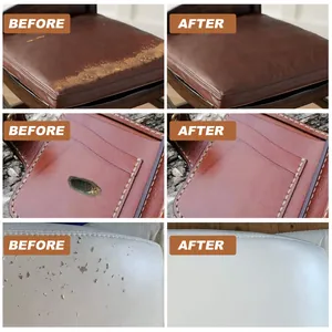 Comparación visual antes y después de la crema reparadora de cuero en sofás y asientos