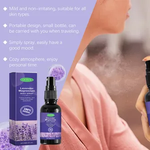 Detailansicht der OUHOE Lavendel-Magnesium-Schlafsprayflasche und 30ml Verpackung