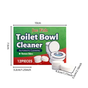 Detailed dimensions for Jue Fish 12-piece toilet bowl cleaner tablet packaging