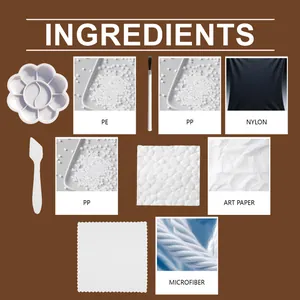 Ingredienti e materiali per il kit di cura della pelle, inclusi strumenti e tessuti.