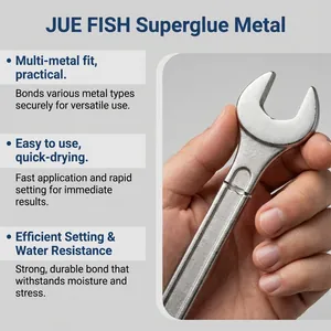 Nahaufnahme der starken Bindung von JUE FISH Sekundenkleber an einem Metallschlüssel