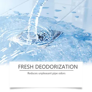 Detailed view of fresh water swirling in a drain showing the deodorization effect
