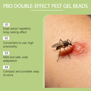 Detailweergave van een muggenbeet met de voordelen en kenmerken van insectenwerende gelparels.