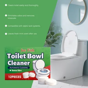 Detailed view of Jue Fish toilet bowl cleaner tablets for automatic cleaning and descaling