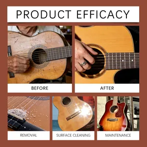 Demostración de eficacia antes y después de la limpieza y pulido de guitarra con cera de abeja