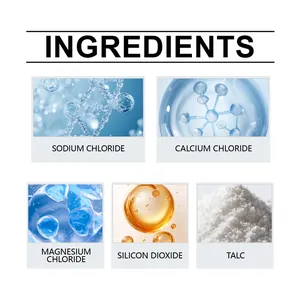 Detailed view of pet-safe ice melter ingredients including sodium and calcium chloride