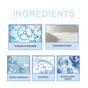 Detailed view of key active ingredients for powerful pipe and drain cleaner dredger