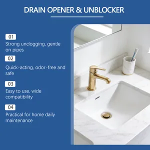 Detail view of a clean bathroom sink showing drain unblocker benefits