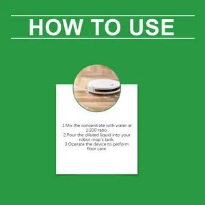 Step-by-step English instructions for using concentrated floor cleaner in robot mops.