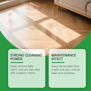 Visual demonstration of floor cleaner benefits on bright herringbone wood floor