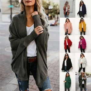 Various color options for oversized knitted open-front cardigans with batwing sleeves