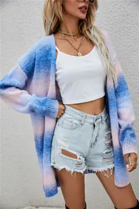 Detailed shot highlighting the vibrant rainbow tie-dye gradient and soft knit texture.