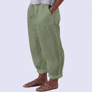 Casual groene harembroek voor dames met zijzakken in effen kleur