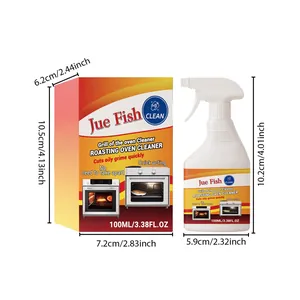 Detailed size specifications for Jue Fish 100ml heavy duty oven and grill cleaner spray