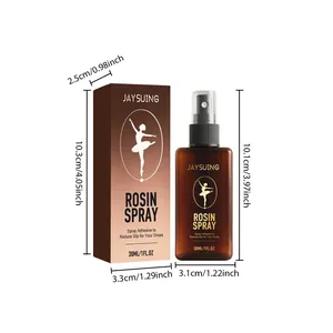 Detailed view of JAYSUING rosin spray for dance shoes anti-slip 30ml with box size dimensions.