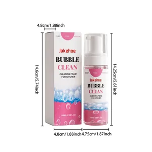 Bouteille et boîte de mousse nettoyante JAKEHOE 100ml avec dimensions précises affichées