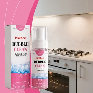 Mousse de nettoyage de cuisine JAKEHOE pour éliminer les taches de graisse sur la cuisinière.