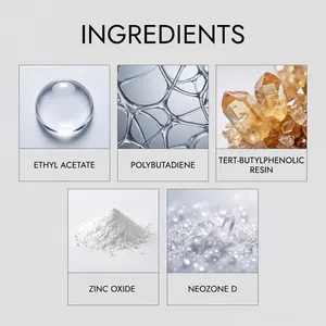 Detailed view of high-quality fabric glue ingredients including Zinc Oxide