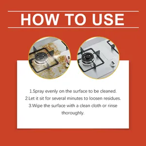 How to use kitchen degreaser spray to remove heavy oil stains from gas stove surface