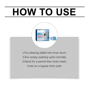 Detailed guide showing how to use Jarrary washing machine cleaning tablets.
