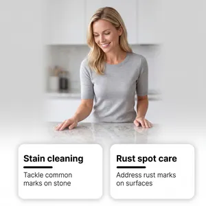 Professional stone cleaner and rust remover for marble kitchen surfaces