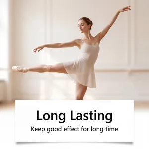 Caucasian ballerina practicing in studio, highlighting the long lasting rosin spray effect