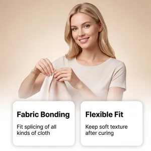 Smiling woman demonstrating the strong and flexible fabric bonding results for clothing repair
