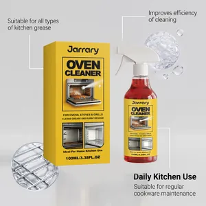Vista detallada del spray limpiador de hornos Jarrary y su caja de empaque 100ml.