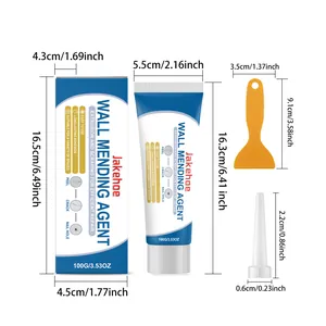 Complete wall mending agent kit with dimensions including 100g tube and scraper
