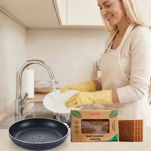 Set de cepillos de fibra de coco natural para una limpieza eficaz de platos en la cocina