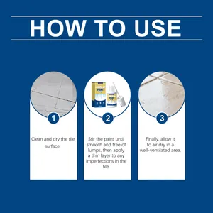 Instrucciones paso a paso para aplicar pintura blanca de retoque para azulejos del hogar.