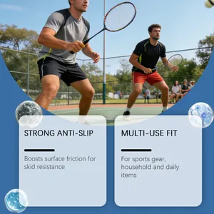 Dettaglio marketing che mostra tennisti che beneficiano di spray antiscivolo ad alto attrito