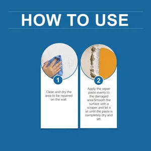 Detail view showing two-step process to apply white wall repair paste with a scraper