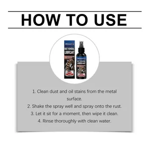 Detailed step-by-step instructions for using Hikmarion rust removal spray on metal