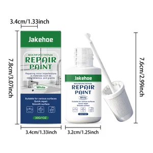 Jakehoe multifunctionele witte tegelreparatieverf met kwast en afmetingen van de maat