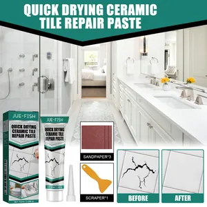 JUE-FISH ceramic tile repair paste kit includes sandpaper and scraper for home repair