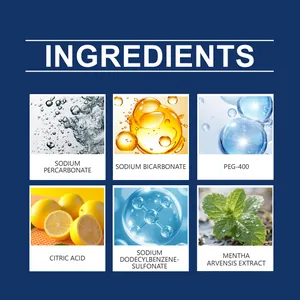 Detailed infographic showing effective ingredients of laundry sock cleaning tablets.