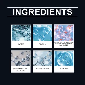 Ingredient list for metal polishing paste showing alumina and silicone polymers