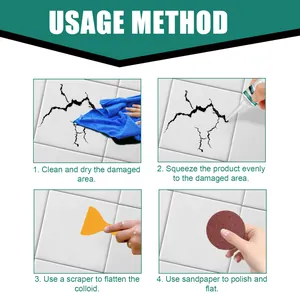 Detailed four-step guide for using ceramic tile repair paste on cracked surfaces