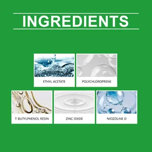 Ingredient list for waterproof oil-based glue showing chemical components for DIY repair