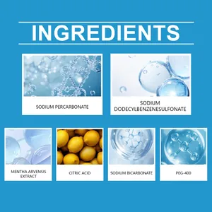 Ingredients breakdown for ice maker cleaning tablets showing effective cleaning agents.