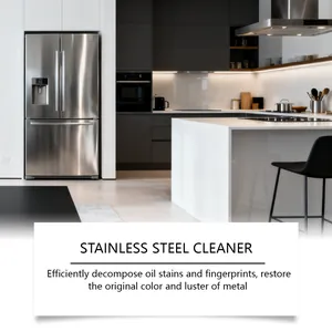 Modern kitchen scene highlighting clean stainless steel appliances like a refrigerator
