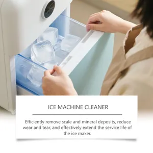 Detail shot of ice machine cleaner removing scale and mineral deposits from ice maker
