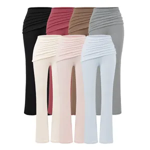 Pantalons évasés pour femmes en plusieurs couleurs avec taille drapée asymétrique élégante