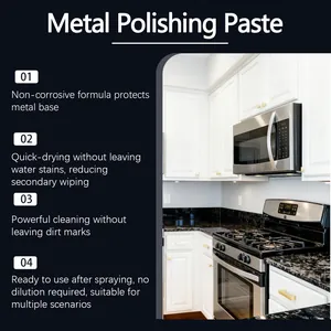 Detailed features of metal polishing paste for effective cleaning of kitchen appliances.
